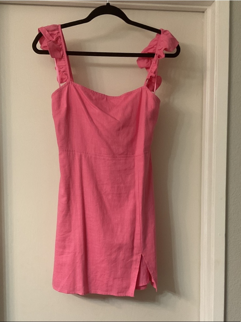 Cotton Candy Pink Ruffle-Strap Mini Dress